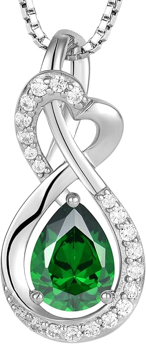 Infinity Necklace Birthstone Pendant 925 Sterling Silver Jewelry for Women