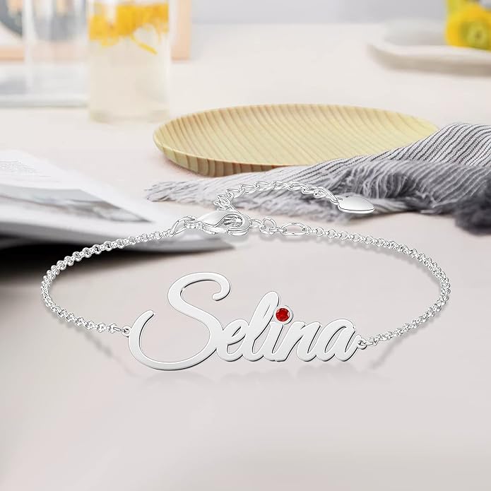 LucySky Custom Bracelets with 2 Names for Women, 925 Sterling Silver Adjustable Personalized Name Anklet, Custom Bracelets Summer Beach Jewelry Dainty Gifts for Wife, Sister, Friends