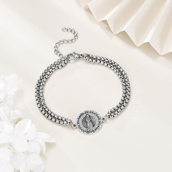 YFN Patron Saint Bracelet Sterling Silver Religious Protector Bracelet Jewelry Gift for Women Men