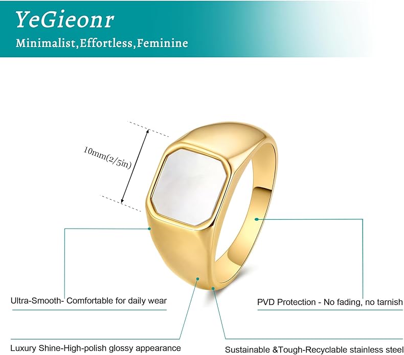 YeGieonr Gold Rings for Women Trendy Non Tarnish Chunky Gold Plated Ring, Waterproof Stainless Steel Gold Jewelry Gift