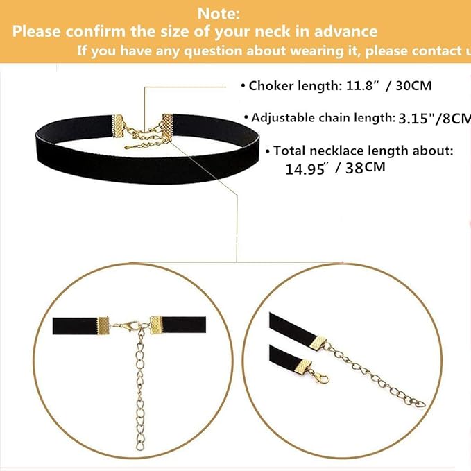 YOKER 22 Pcs Necklaces Black Velvet Choker Set for Womens Velvet Choker Set Classic Gothic Tattoo Lace Chokers Adjustable for Party Cosplay Christmas Birthday