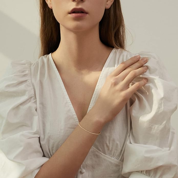 MTMY Gold Chain Bracelet for Women 14K Gold Plated Dainty Bracelets with Adjustable Chain Cute Bracelet Gold Trendy Jewelry