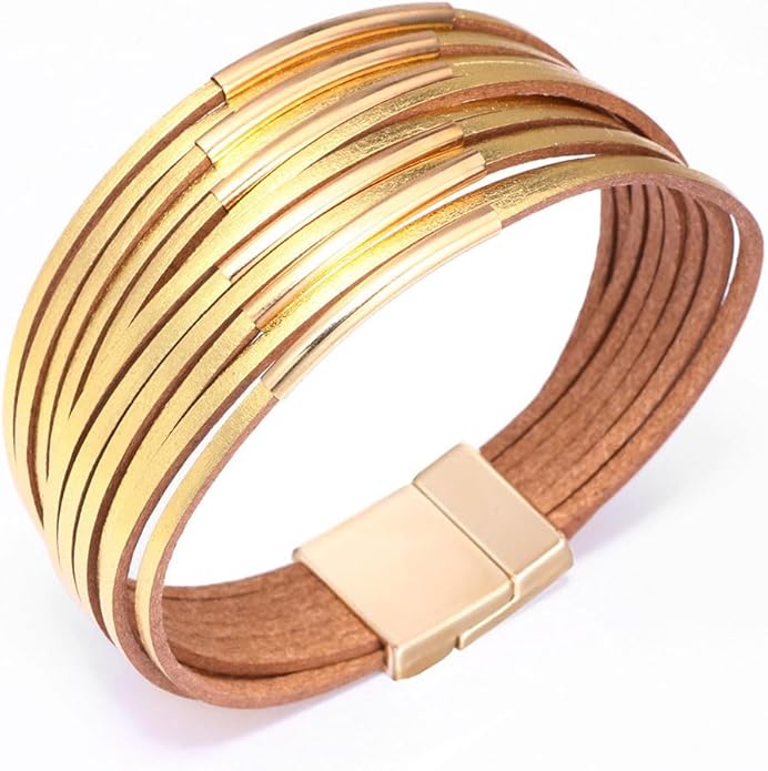 Aluinn Leather Wrap Bracelets For Women Boh Multi-Layer Elegance Bracelet Boho Bangle Western Cuff Bracelet Jewelry for Women