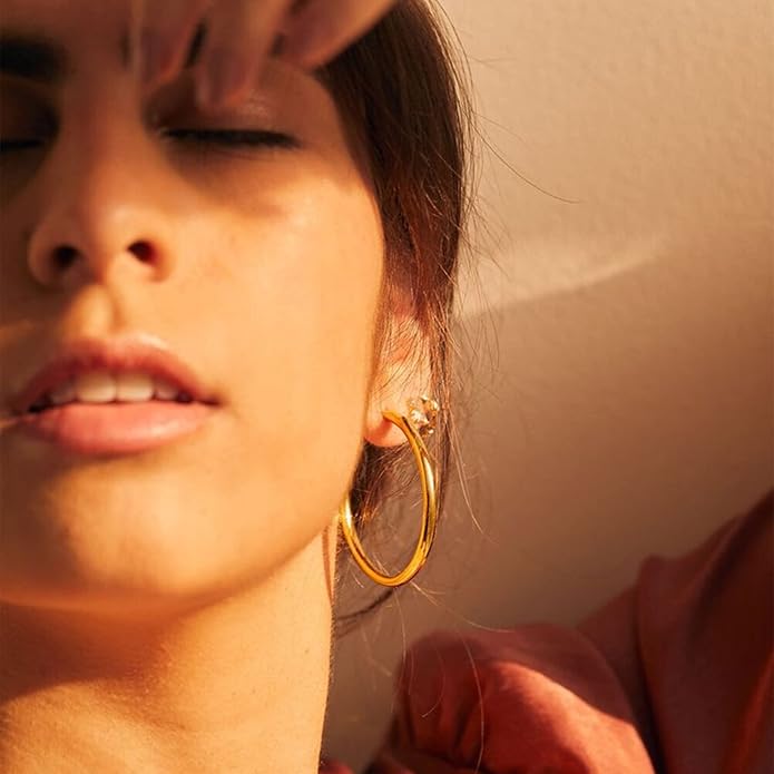 925 Sterling Silver Earrings Large Rhinestone Hoop Earrings Big Cubic Zirconia Hoop Earrings Thin Rhinestones Round Hoop Earrings for Women 20/30/40/50/60/70mm Sparkly Hoops With Crystals for Womens