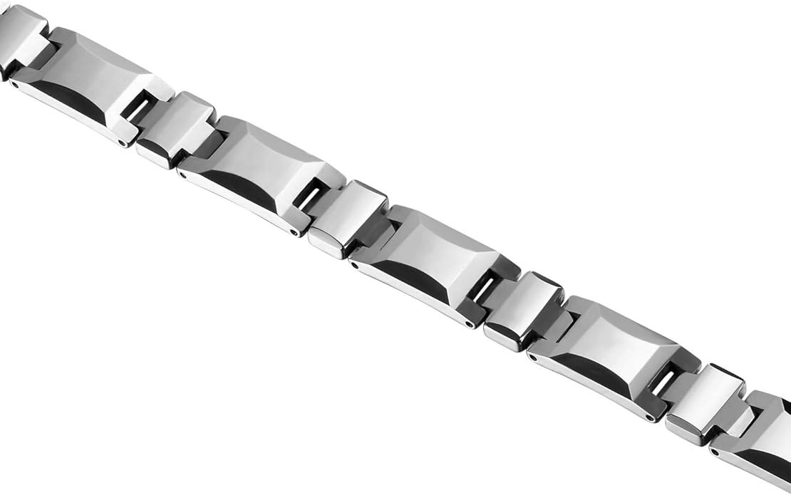 Urban Jewelry Men’s Tungsten Carbide Link Bracelet Collection – 8.3–8.5" Length, 10 mm Heavy Chain, Cross, Track, Box & Wheat Styles, Scratch & Tarnish Resistant, Secure Snap‑Lock, Gift Box