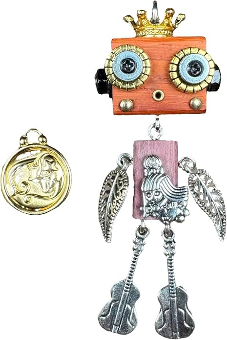 Steampunk Wooden Robot Pendant Necklace， Handmade Punk Style Pendant Zodiac Necklace for Men Women，Creative Birthday Gift