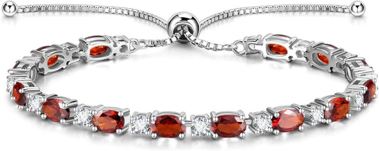 FANCIME Birthstone Tennis Bracelets Sterling Silver Bolo Tennis Bracelets Charm Fine Jewelry Birthday Gifts for Women Mom Wife Her