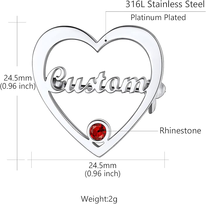 Custom4U Custom Name Pin Personalized Brooch Pins for Women Men Stainless Steel Name Tag with Letters/Initials - Silver/Gold/RoseGold/Black Customized Jewelry Gifts for Birthday Wedding Business Party