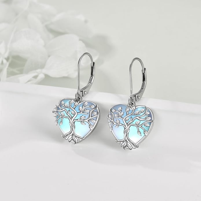 Moonstone Filigree Drop Dangle Teardrop Earrings 925 Sterling Silver Moonstone Leverback Earrings for Women Jewelry Gifts