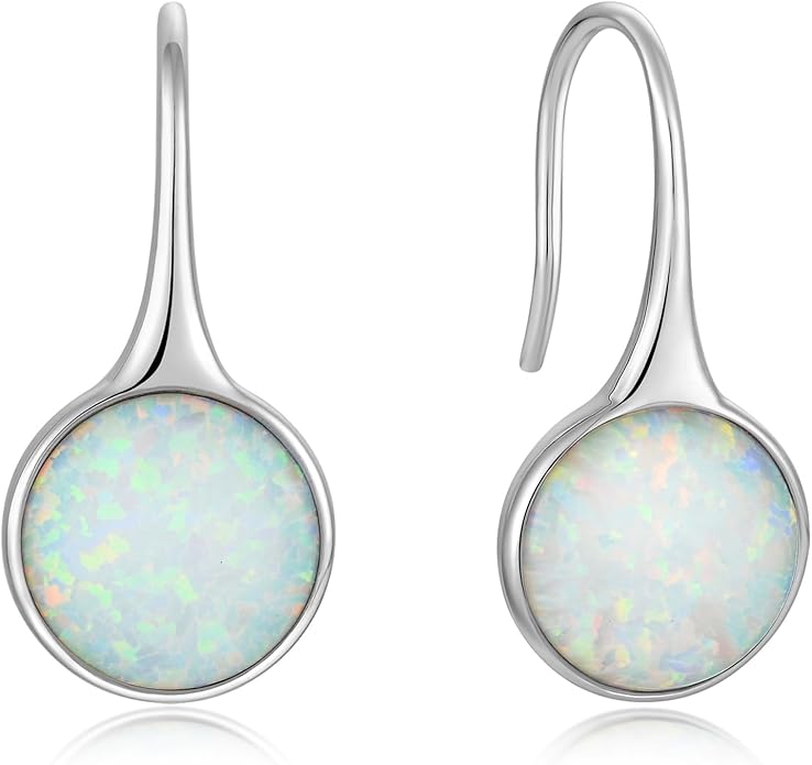 Opal Earrings 925 Sterling Silver Hook Drop Teardrop Gemstone Earrings October Birthstone Dangle Earrings Jewelry Gift for Women