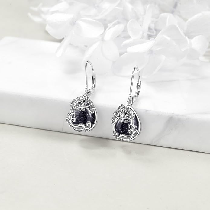 Moonstone Filigree Drop Dangle Teardrop Earrings 925 Sterling Silver Moonstone Leverback Earrings for Women Jewelry Gifts