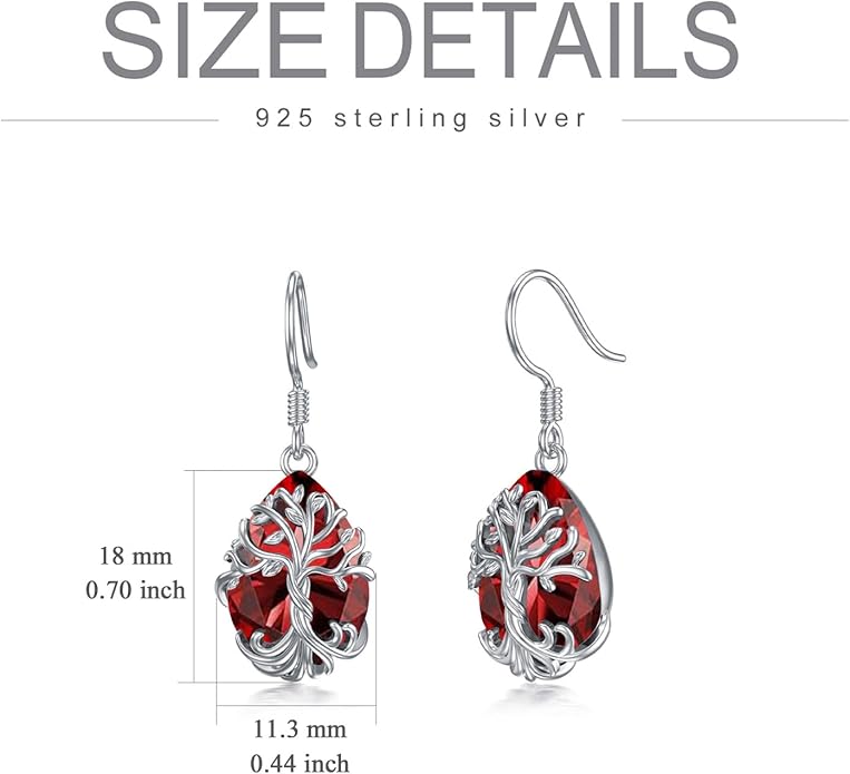 TOUPOP Tree of Life Earrings 925 Sterling Silver Family Tree Dangle Drop Earrings Crystal Jewelry Birthday Christmas Gifts for Women Her
