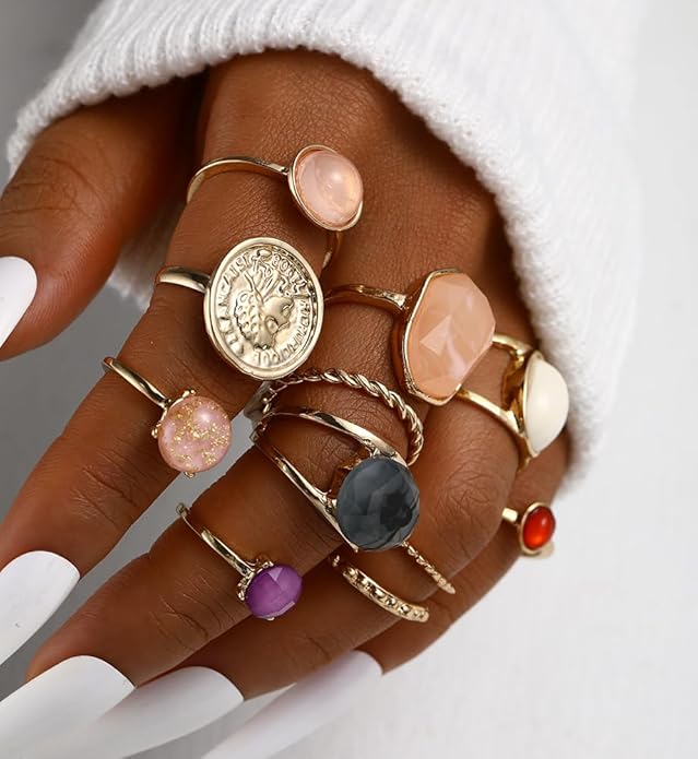 iF YOU 25 Pcs Gold Knuckle Ring Set for Women, Chunky Stackable Finger Midi Rings, Silver Simple Stacking Cute Rings Pack Trendy Stuff Jewelry Gift