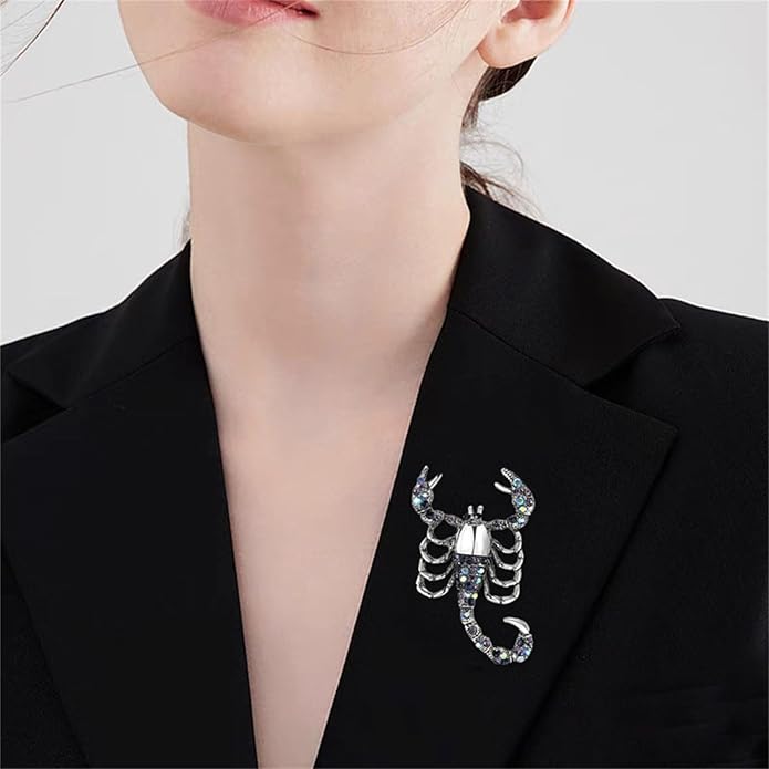 Dreuyet Rhinestone Scorpion Brooch Pin for Women Men Vintage Crystal Scorpion Brooches Punk Style Insect Animal Laple Pin Clothing Suits Accessories Christmas Birthday Jewelry