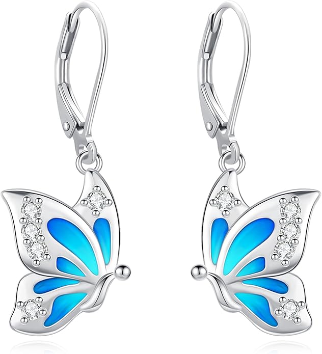 Sterling Silver Tree of Life/Flower/Bee/Animals/Cat/Hummingbird Dangle Earrings Moonstone Turquoise Drop Leverback Earrings Jewelry Gifts