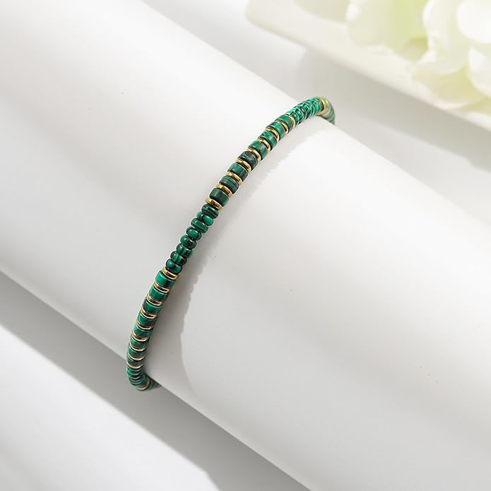 XIJIN Natural Stone Beaded Anklets for Women Handmade Beach Boho Turquoise Beads Ankle Bracelet Jewelry Gift for Her