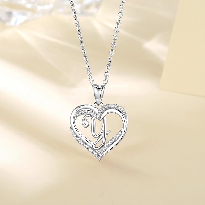 INFUSEU Unique Initial Necklaces for Women Girls Small Heart Letter Jewelry, Meaningful Personalized Gifts