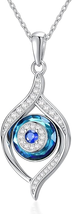 VONALA Evil Eye Necklace Sterling Silver Blue/Purple/White/Multi Eyes Pendant Necklace Luck Amulet Ojo Turco Jewelry Gift for Women Girls Daughter Mother