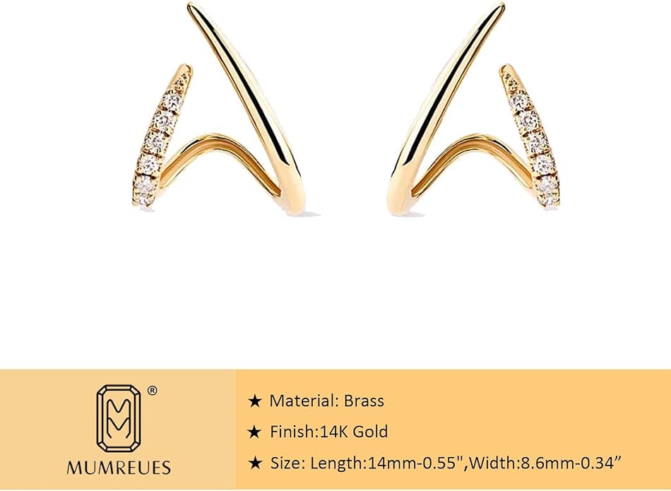 Gold Earrings for Women Trendy 14K Gold Plated Stud Earrings Dainty Minimalis Hypoallergenic CZ Earrings Jewelry Gifts for Her