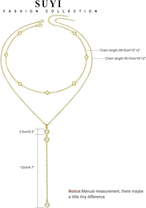 Suyi Lariat Necklace for Women Gold Dainty Long Necklace 14k Gold Plated Y-Shaped Necklaces