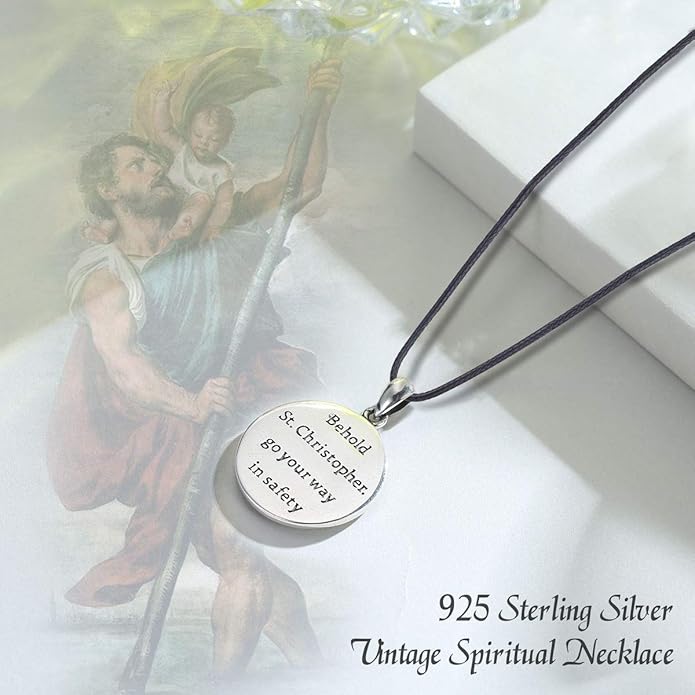 EUDORA 925 Sterling Silver St Christopher/St Benedict/St Michael/Virgin Mary/San Judas Tadeo/Good Shepherd Cross/Archangel Necklace Medal Pendant Protection Religious Amulet Jewelry For Men Women