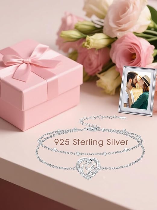 Dorunmo Initial Anklet 925 Sterling Silver Letter A-Z Layered Heart Anklet Beach Jewelry Birthday Gifts for Women