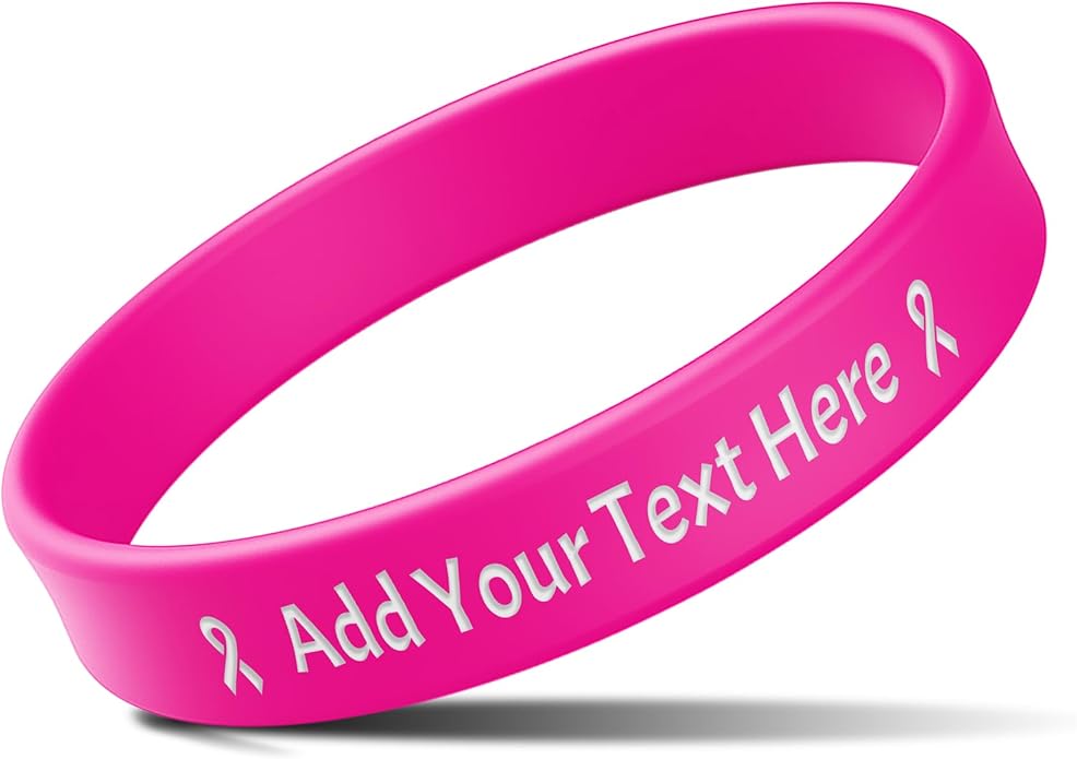 Custom Rubber Bracelets with Text Logo Clipart Customizable Bracelet Personalized 1/2 Inch Silicone Wristbands for Awareness, Events, Support, Promotions