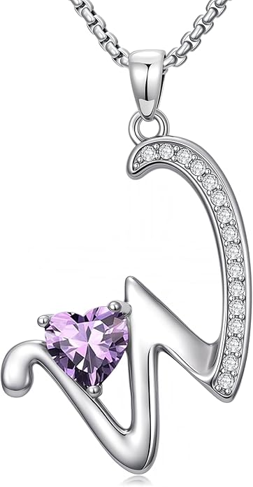 Christmas Gifts for Women Alphabet A to Z Initial Birthstone Pendant Necklaces for Women - 18k White Gold Plated Personalized Name Jewelry Valentine Mothers Day Birthday Gifts for Women Her Girlfriend