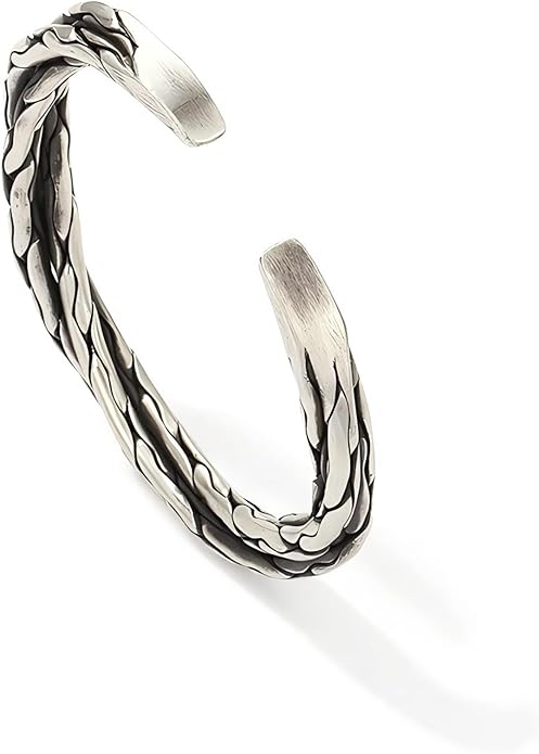 Kim Carrey S925 Sterling Silver Bracelet, Open Bangle Cuff Design, Men's Stacked Bracelets Gift Jewelry for My Man