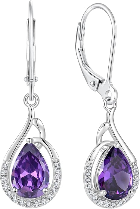 Starchenie Teardrop Dangle Drop Earrings 925 Sterling Silver Pear Birthstones Leverback Earrings Gift for Women