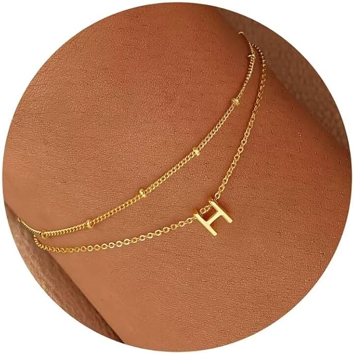 Turandoss Gold Initial Bracelets for Women, Dainty 18K Real Gold Plated Layered Letter A-Z Initial Bracelets Personalized 26 Alphabet Monogram Gold Bracelets for Women Jewelry Gifts Trendy