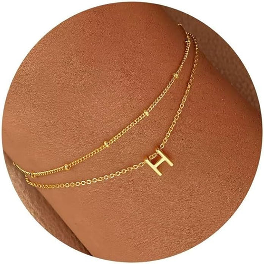 Turandoss Gold Initial Bracelets for Women, Dainty 18K Real Gold Plated Layered Letter A-Z Initial Bracelets Personalized 26 Alphabet Monogram Gold Bracelets for Women Jewelry Gifts Trendy