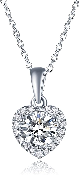 IMOLOVE Moissanite Solitaire Pendant Necklaces for Women Sterling Silver with 18K White Gold Plated 1-3 Carat D Color VVS1 Clarity Mossanite Jewelry for Women