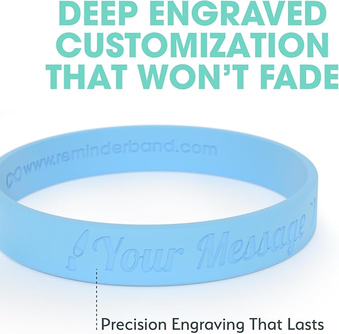 Reminderband Custom Silicone Bracelet – Motivational Wristbands, Bulk Personalized Bands for Events, Awareness, Fundraisers, Gifts – Custom Rubber Bracelets - 1/2" Classic