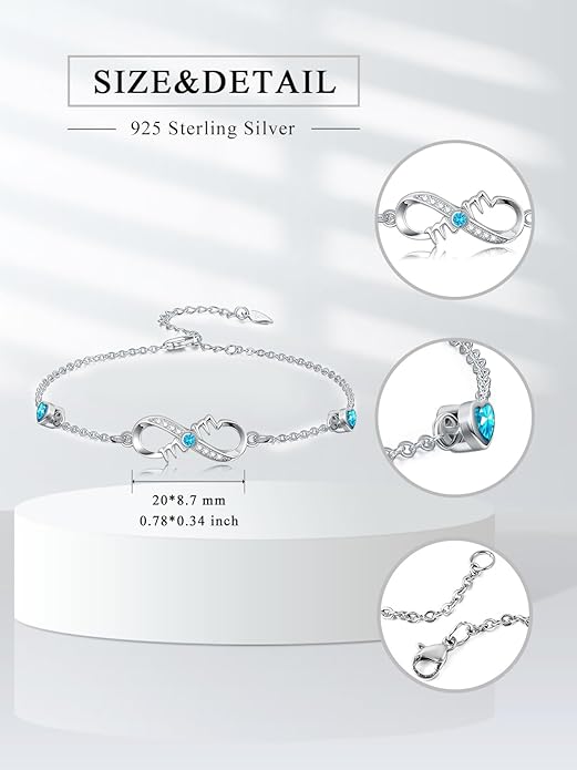 Dorunmo Infinity Bracelet Mom Bracelet 925 Sterling Silver 14K Gold Plated Infinity Heart Anklet for Women Christmas Jewelry Gifts for Wife Mom Daughter