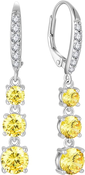 Starchenie Dangle Drop Earrings for Women 925 Sterling Silver Leverback Earrings Birthstone Jewelry