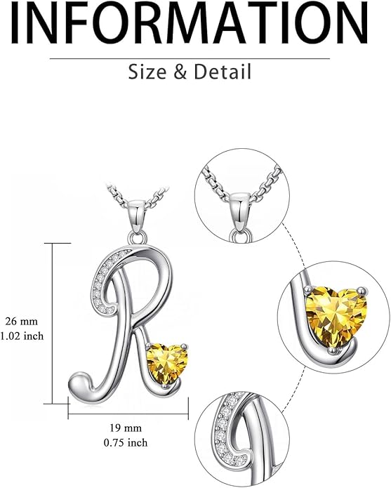 Christmas Gifts for Women Alphabet A to Z Initial Birthstone Pendant Necklaces for Women - 18k White Gold Plated Personalized Name Jewelry Valentine Mothers Day Birthday Gifts for Women Her Girlfriend