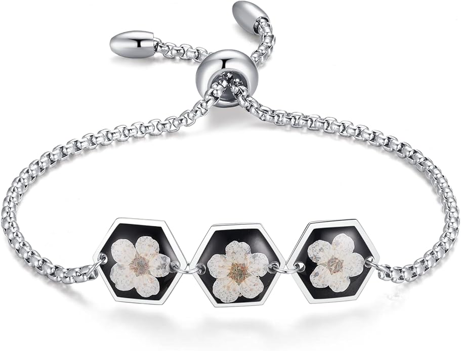Forget-Me-Not Pressed Wildflower Bracelet | Pressed Flower Bracelet | Gold/Silver Pressed Flower Jewelry | Personalized Handmade Jewelry | Gift For Women