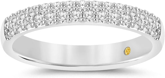 Lab Grown Diamond Wedding Bands for Women | 10K White and Yellow Gold 1/4-1/2 CTTW Certified Diamond Anniversary RIng and Stackable Bands | Variety of Designs to Choose From