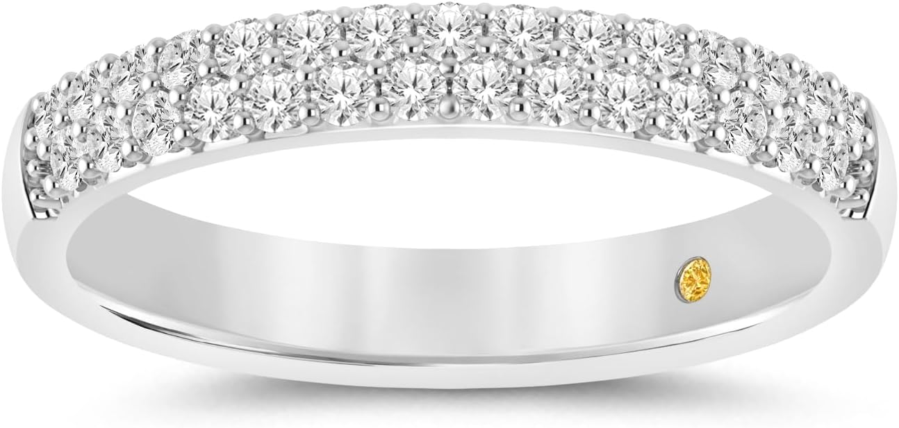 Lab Grown Diamond Wedding Bands for Women | 10K White and Yellow Gold 1/4-1/2 CTTW Certified Diamond Anniversary RIng and Stackable Bands | Variety of Designs to Choose From