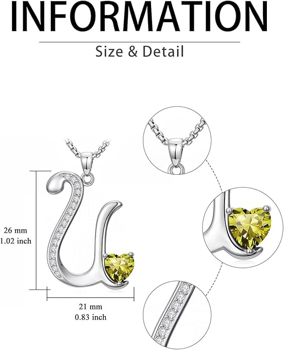 Christmas Gifts for Women Alphabet A to Z Initial Birthstone Pendant Necklaces for Women - 18k White Gold Plated Personalized Name Jewelry Valentine Mothers Day Birthday Gifts for Women Her Girlfriend