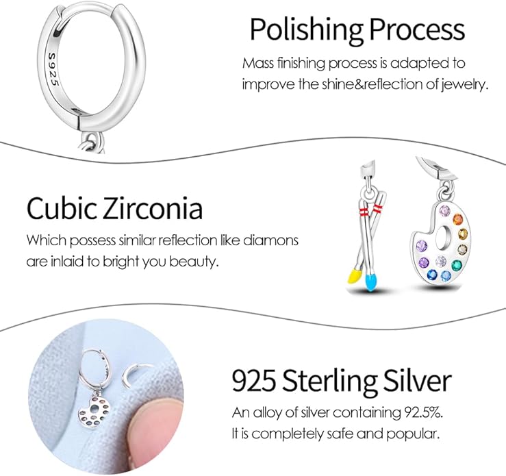 925 Sterling Silver Women Earrings, Sparkling Star and Moon Earrings, Various Hypoallergenic Earrings, Best Gift for Women