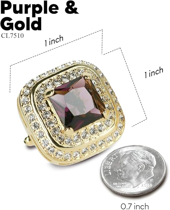 Vittorio Vico Square Colored Crystal Double Diamond Set Cufflinks