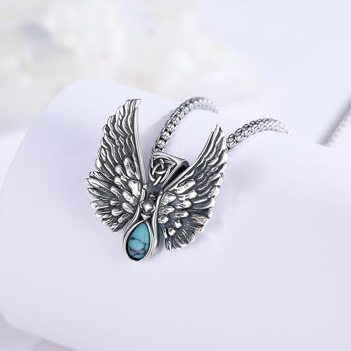 YueYuan Viking Necklace for Men 925 Sterling Silver Rune Amulet Pendant Nordic Necklace Viking Jewelry Gift for Father Husband Son