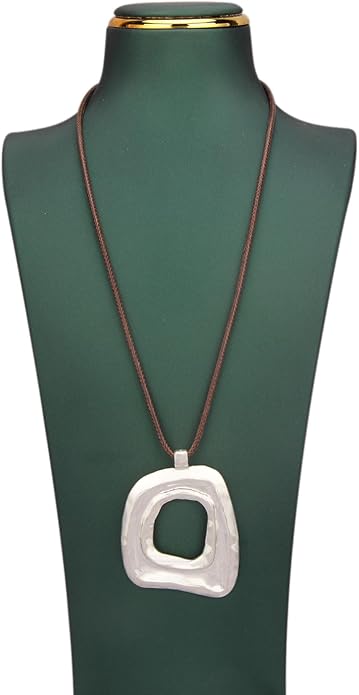 Boho Necklaces for Women Chunky Circle Necklace Layered Boho Circle Leather Choker Necklace Long Vintage Necklaces Bohemian Jewlery Gifts