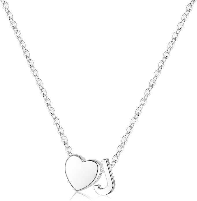 Turandoss Christmas Gifts for Grandkids, Dainty S925 Sterling Silver Heart Initial A-Z Necklace Trendy Silver Initial Jewelry Birthday Gifts for Girls Teen Girls
