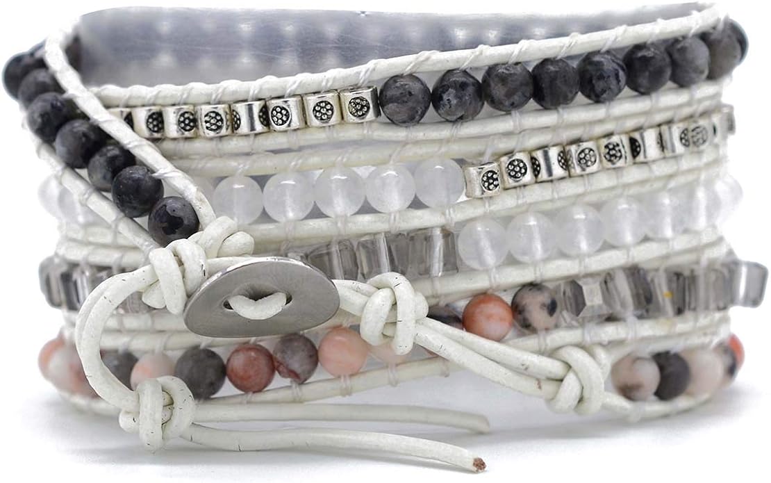 ZOSOJONA Boho Handmade Natural Stone Wrap Bracelets Turquoises Crystal Beads Bracelet Jewelry