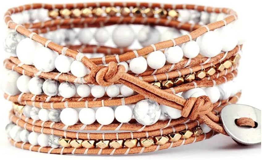ZOSOJONA Boho Wrap Bead Bracelet for Women - Handmade Adjustable Natural Stone Beaded Bracelets Rope Yoga Healing Bracelet Bangle Hippie Jewelry