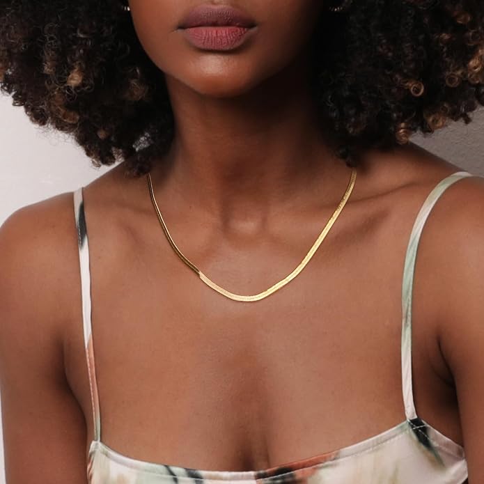 Jewlpire 925 Sterling Silver Herringbone Necklace for Women, 3mm 4mm 5mm Necklace for Women Herringbone Chain Necklaces Dainty Women's Chain Necklaces 16 18 20 22 24 Inch