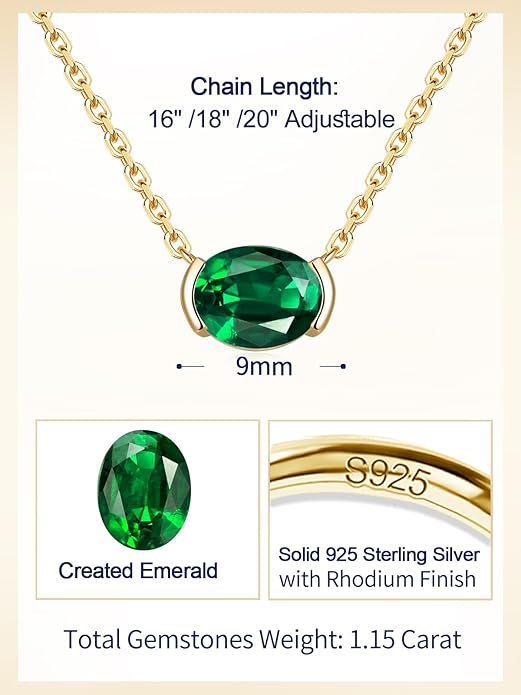 CYW Moissanite/Ruby/Sapphire/Emerald Dainty Pendant Necklace for Women, Novelty Design, Really Authentic Solid 925 Sterling Silver, 16"/18"/20" Adjustable, Birthday Anniversary Valentines Gift